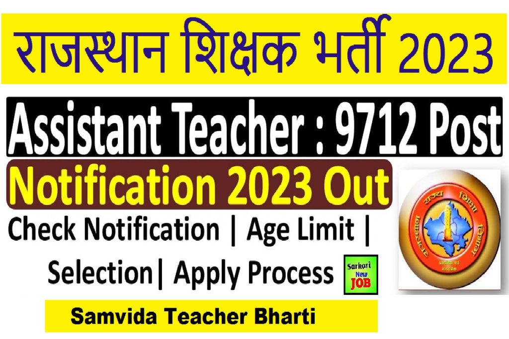 Rajasthan Samvida Teacher Vacancy 2023 अधयपक क 9716 सवद पद पर