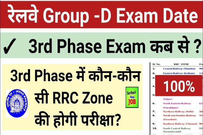 RRC Group D 3rd Phase Exam Schedule ग्रुप डी फेज 3 एग्जाम शेड्यूल बहुत जल्द जारी, इस दिन आयेगा एडमिट कार्ड RRC Group D 3rd Phase Exam Schedule ग्रुप डी फेज 3 एग्जाम शेड्यूल बहुत जल्द जारी, इस दिन आयेगा एडमिट कार्ड