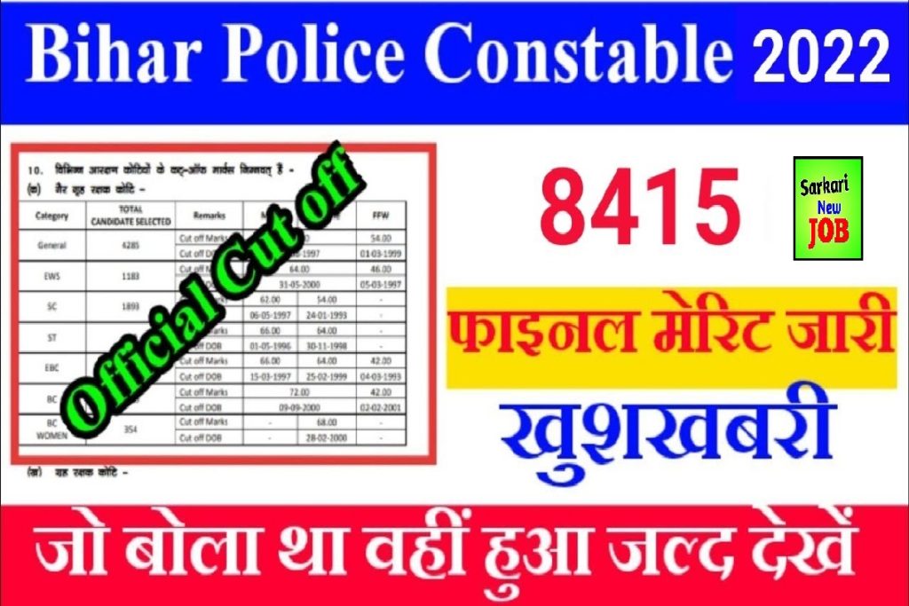 CSBC Bihar Police Constable Final Result Out 8415 Post Final Merit List Download Link Here: बिहार पुलिस भर्ती परीक्षा का फाइनल रिजल्ट जारी, यहां करें चेक
