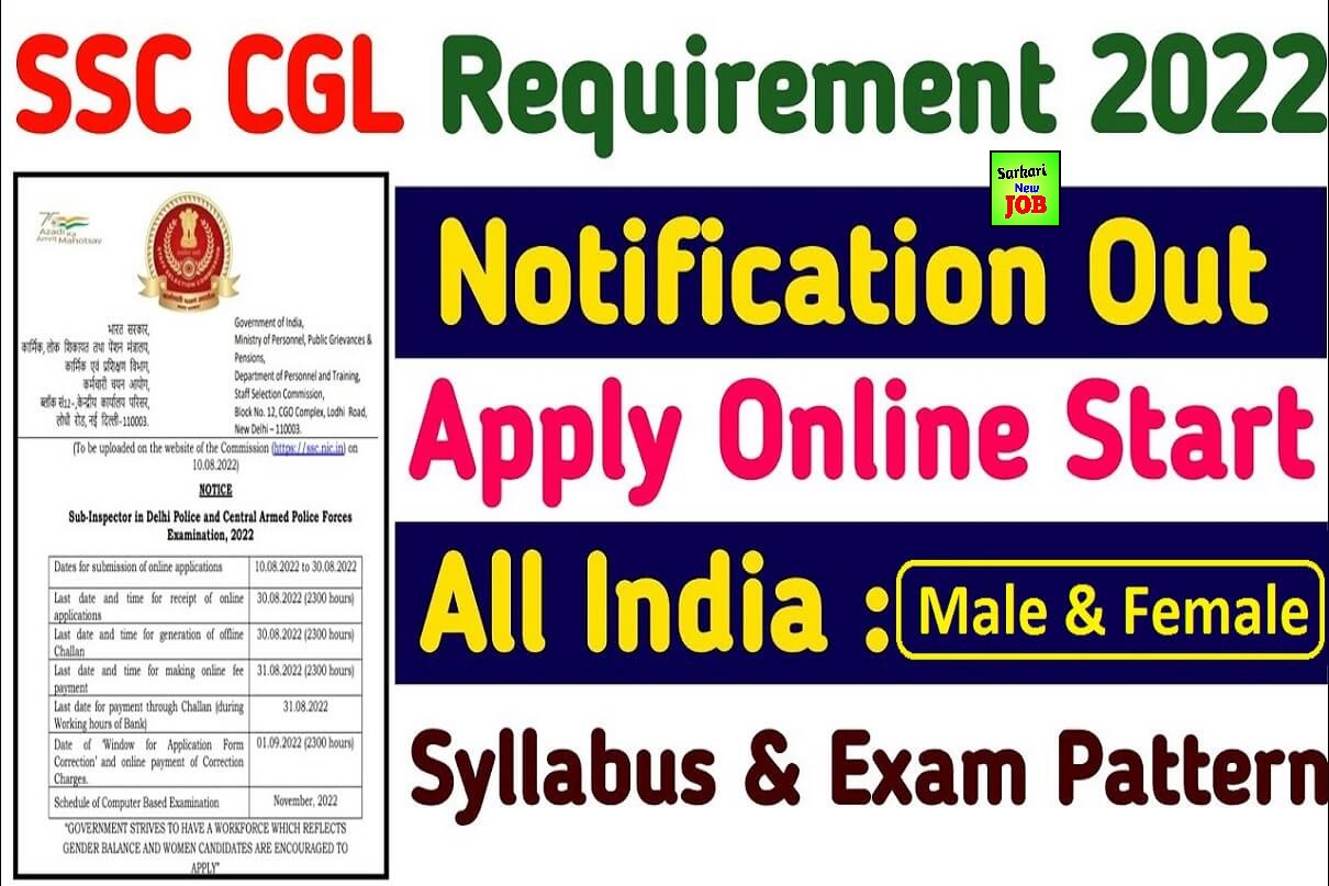 SSC CGL New Vacancy 2022 Apply Online several Group ‘B’ and Group ‘C’ posts at ssc.nic.in, know details Now जल्द ऑनलाइन आवेदन शुरू