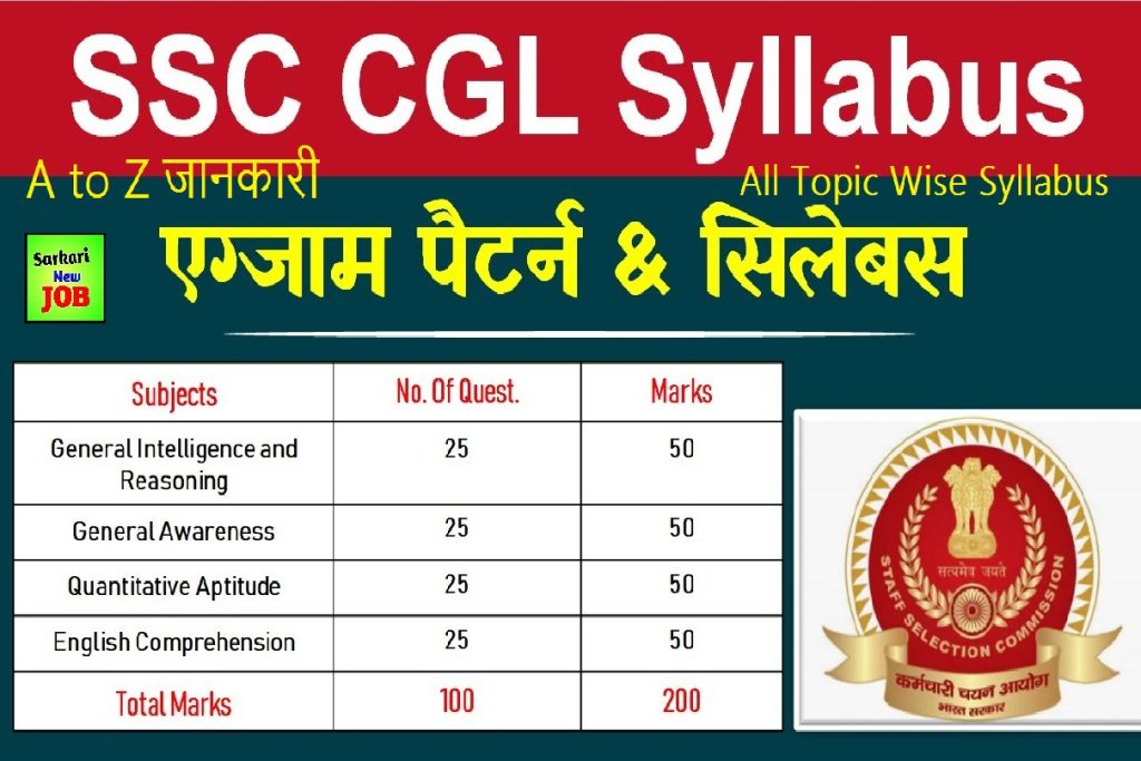 SSC CGL Syllabus PDF In Hindi 2023 Tier 1 And 2 Exams 