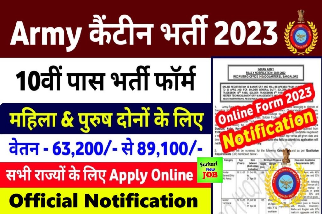 ARMY Canteen Group C Recruitment 2023 » 10th Pass Application Form  Online Form Big News