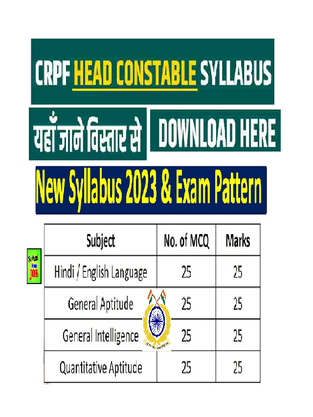 CRPF  सिलेबस » Download Free PDF, Exam Pattern in Hindi, Big News