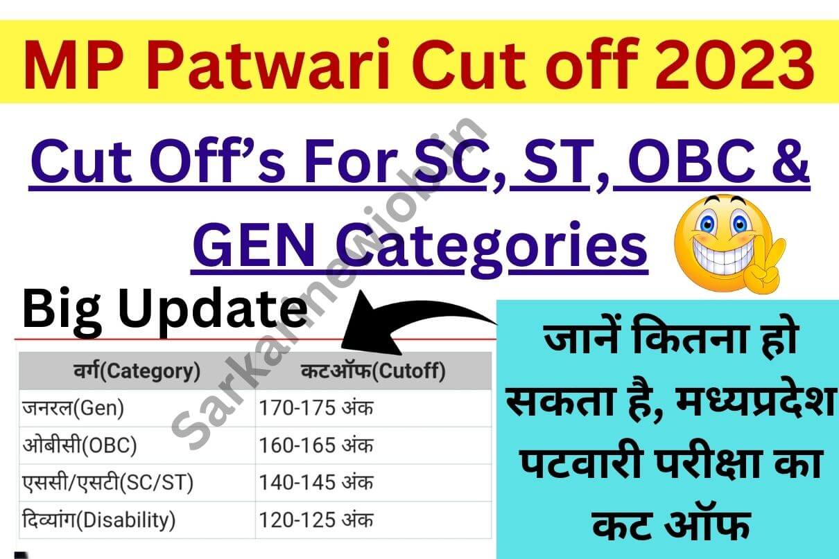 MP Patwari Cut off 2023 : Cut Off’s For SC, ST, OBC & GEN Categories जानें कितना हो सकता है, मध्यप्रदेश पटवारी परीक्षा का कट ऑफ Big Update