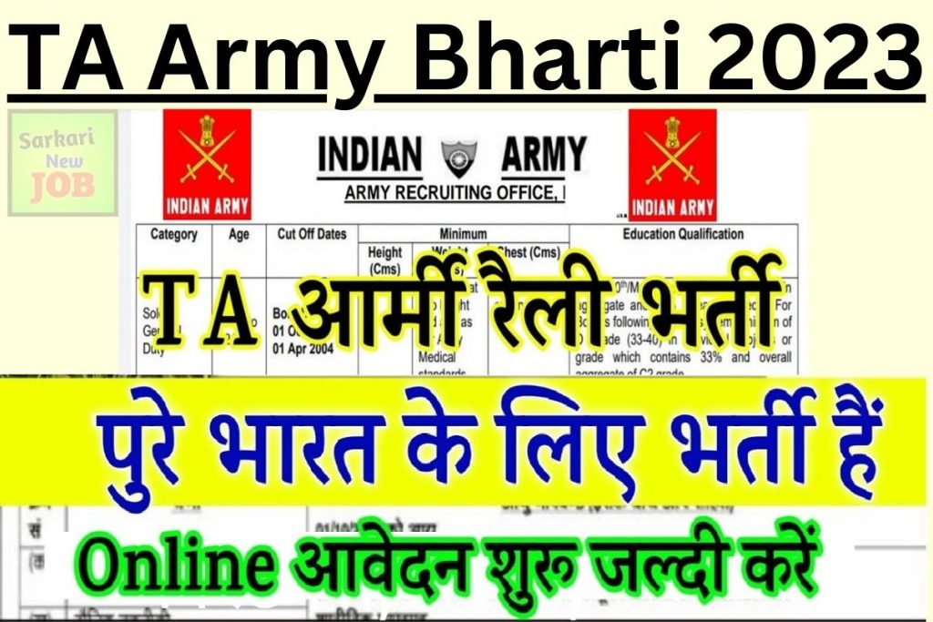 TA Army Bharti 2023 Date  टीए सेना भर्ती नोटिफिकेशन  1,2,3,4 Zone Details, Big Update