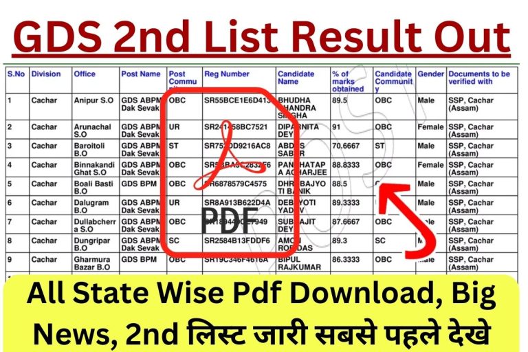 GDS 2nd Merit List 2023 Out :All State Wise Pdf Download, Big News, 2nd लिस्ट जारी सबसे पहले देखे