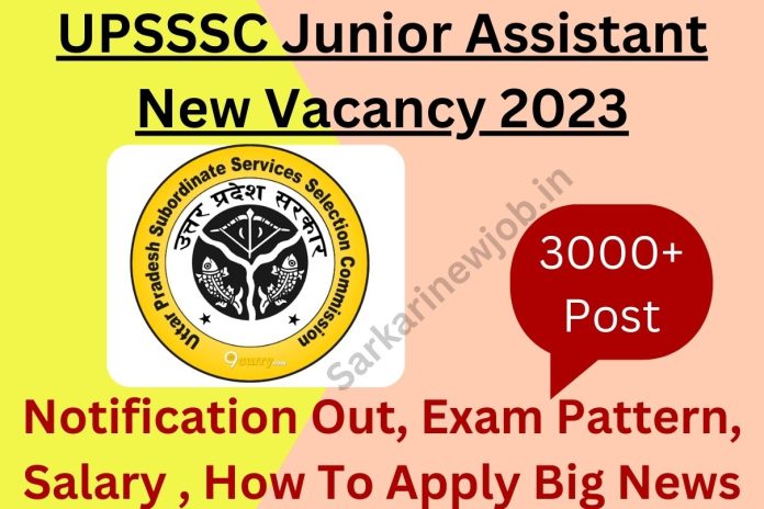 Upsssc Junior Assistant New Vacancy 2023 : 3000+ Post Notification Out, Exam Pattern, Salary , How To Apply Big News जूनियर असिस्टेंट के 3000+ पदों पर निकली भर्ती, आवेदन शुरू Upsssc Junior Assistant New Vacancy 2023 : 3000+ Post Notification Out, Exam Pattern, Salary , How To Apply Big News जूनियर असिस्टेंट के 3000+ पदों पर निकली भर्ती, आवेदन शुरू
