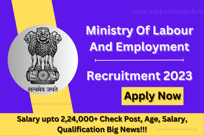 Ministry Of Labour And Employment Recruitment 2023 Salary upto 2,24,000+ Check Post, Age, Salary, Qualification Big News!!! Ministry Of Labour And Employment Recruitment 2023 Salary upto 2,24,000+ Check Post, Age, Salary, Qualification Big News!!!