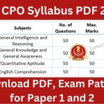 SSC CPO Syllabus PDF 2023 : Download PDF, Exam Pattern for Paper 1 and 2