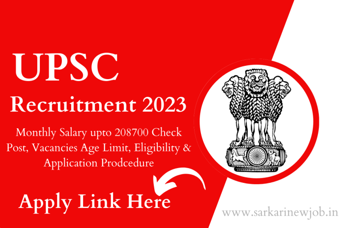 UPSC Vacancy 2023 Monthly Salary upto 208700 Check Post, Vacancies Age Limit, Eligibility & Application Prodcedure UPSC Vacancy 2023 Monthly Salary upto 208700 Check Post, Vacancies Age Limit, Eligibility & Application Prodcedure