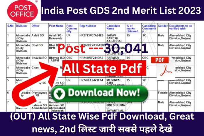 India Post GDS 2nd Merit List 2023 (OUT) All State Wise Pdf Download, Great news, 2nd लिस्ट जारी सबसे पहले देखे India Post GDS 2nd Merit List 2023 (OUT) All State Wise Pdf Download, Great news, 2nd लिस्ट जारी सबसे पहले देखे