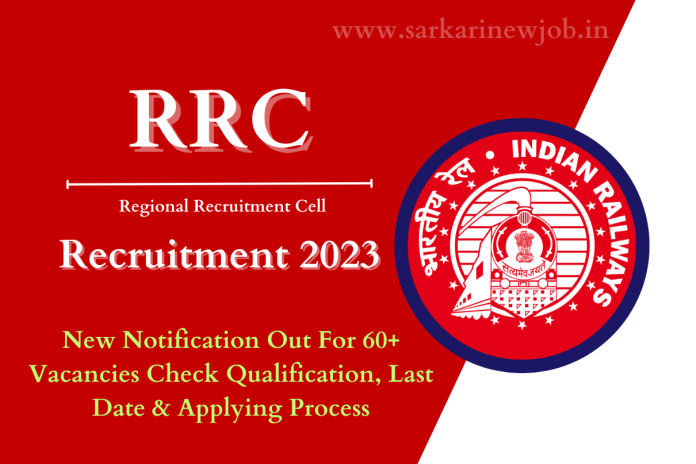 RRC Recruitment 2023 New Notification Out For 60+ Vacancies Check Qualification, Last Date & Applying Process RRC Recruitment 2023 New Notification Out For 60+ Vacancies Check Qualification, Last Date & Applying Process