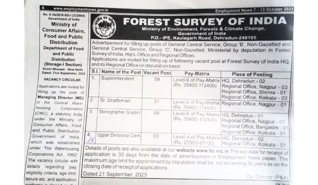 Forest Survey Of India Recruitment 2023: Monthly Salary upto 1.12 Lakh Check Post, Age Limit & Applying Process 