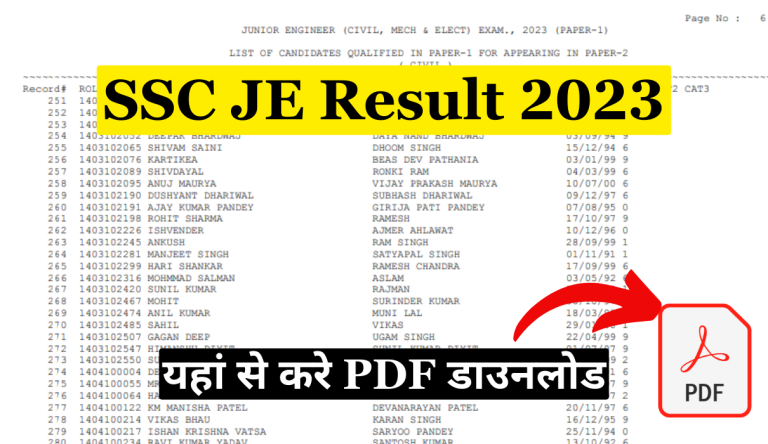 SSC JE Result 2023 SSC ने पेपर 1 का रिजल्ट किया जारी , फटाफट ऐसे करें लिस्ट मे नाम चेक Big News!