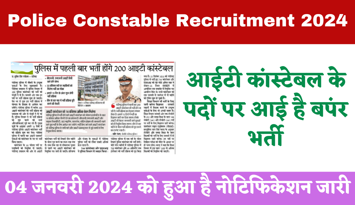 Police Constable Recruitment 2024: New Notification Out For 200 Post ...