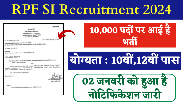 RPF SI Recruitment 2024 Notice Out For 10000 Bumper Post Big Update