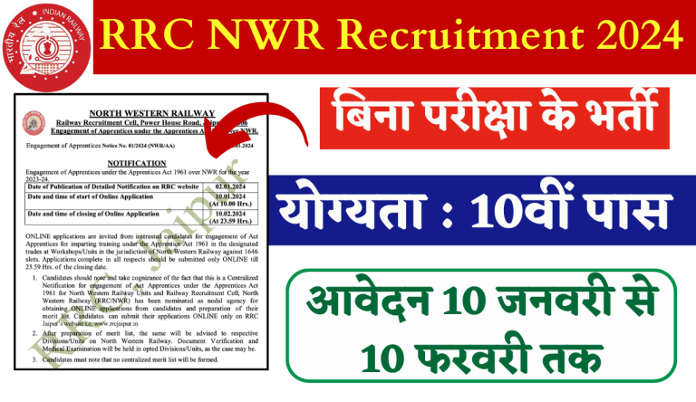 RRC NWR Recruitment 2024 Notification Out For 1646 Bumper Vacancies Big Update