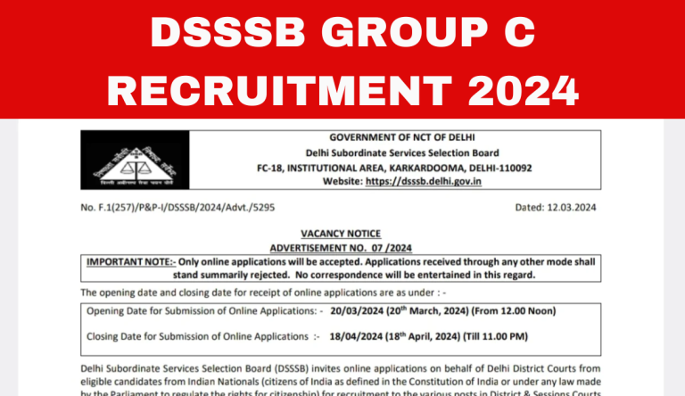 DSSSB Group C Recruitment 2024 डीएसएसएसबी ग्रुप सी भर्ती का नोटिफिकेशन जारी Big News!!
