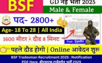 BSF Tradesman Recruitment 2025 : Notification PDF Here, बीएसएफ टार्डेसमैन भर्ती 2025