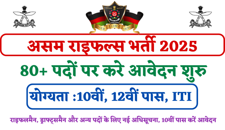 Assam Rifles Recruitment 2025 New Notification For Rifleman,Draftsman & Other Post, 10th Passed Apply