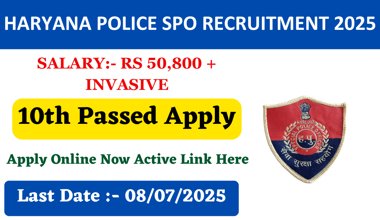 Haryana Police SPO Recruitment 2025 New Notification Out, Check Application Form Here