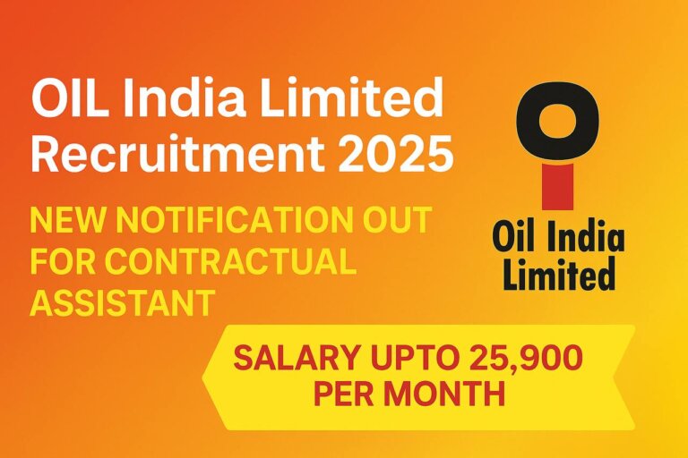 OIL India Limited Recruitment 2025 New Notification Out For Contractual Assistant Fitter & Other