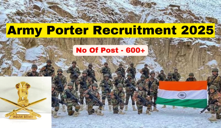 Army Porter Recruitment 2025 Notification Out For 600+ Various Post, Apply Online Now