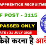 RRC ER Apprentice Recruitment 2025 New Notification Out For 3115 Various Post, 10th Passed Apply