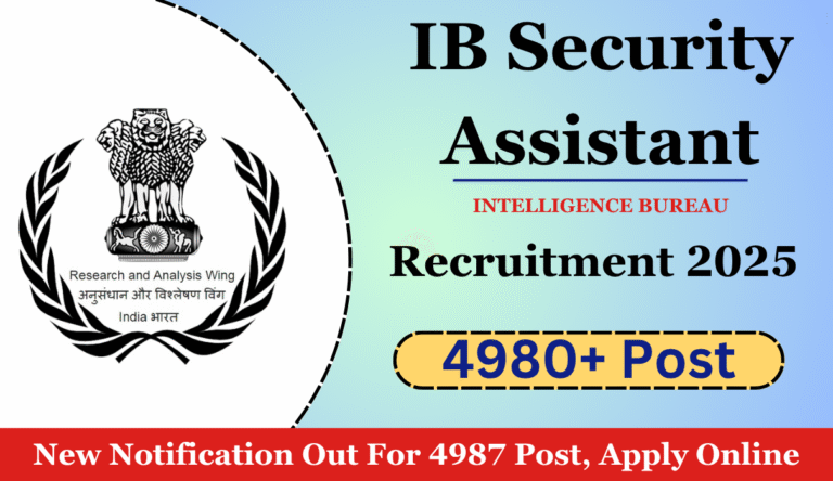IB Security Assistant Recruitment 2025 New Notification Out For 4987 Post, Apply Online