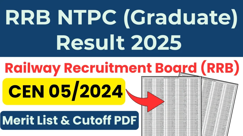 RRB NTPC UG Result 2025 Out | Merit List and Cutoff PDF Download Link of All Regions