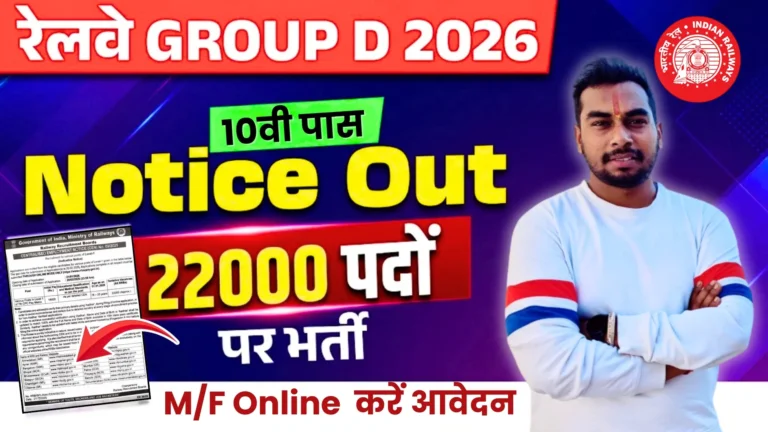 RRB Group D Recruitment 2026 Notification Out 22000 Posts Online Form