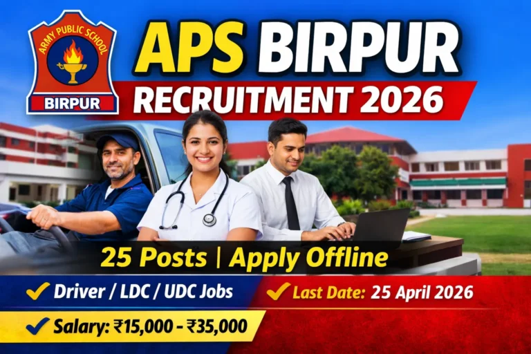 Army Public School Birpur Recruitment 2026 25 Post Driver, Nurse, Accountant Check Pay Scale